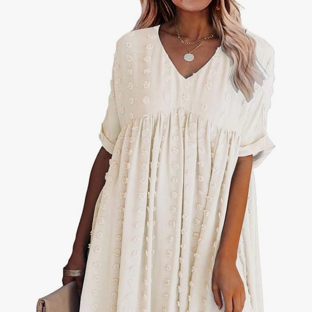 Cream Dress with sheer arms. Perfect with your favorite cowboy boots too!